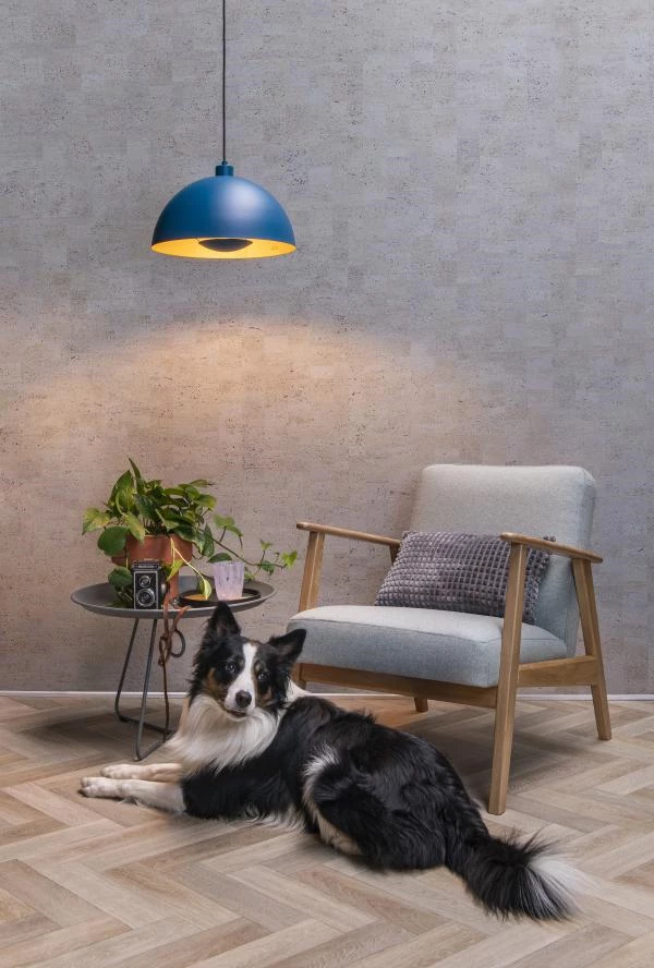 Lucide SIEMON - Pendelleuchten - Ø 40 cm - 1xE27 - Blau - Atmosphäre 2